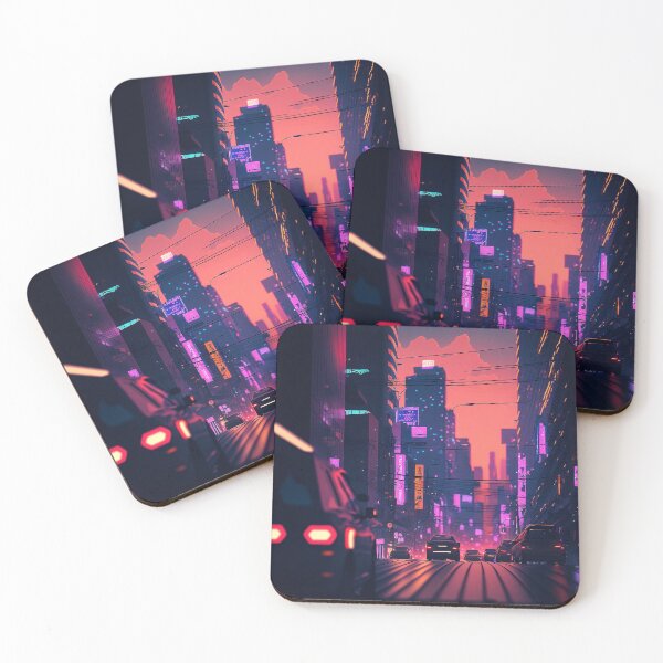 Item preview, Nightly Ride - Cyberpunk Cityscape Skyline designed and sold by ArkMinted.