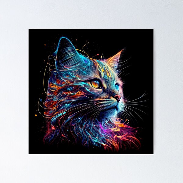 Item preview, Cat wave neon  designed and sold by IcebearDesign.
