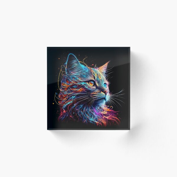 Aperçu de l'œuvre Chat vague néon créée et vendue par IcebearDesign.