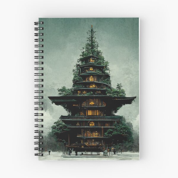 Item preview, Mountain Pagoda Sharp - Fantasy Scapes designed and sold by ArkMinted.