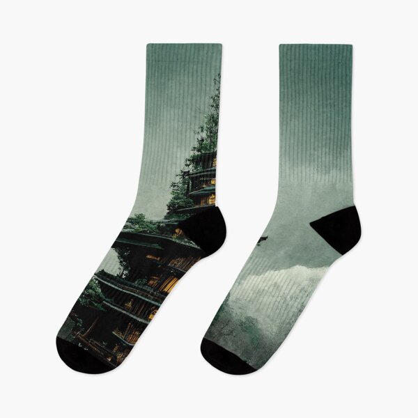 Item preview, Mountain Pagoda Sharp - Fantasy Scapes designed and sold by ArkMinted.