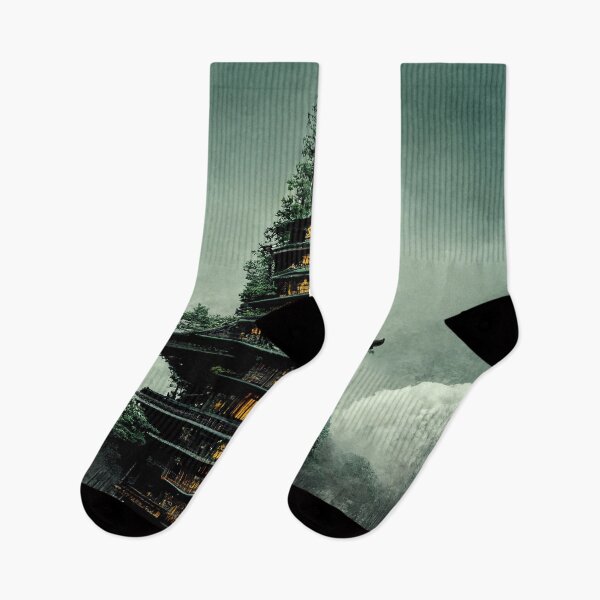 Item preview, Mountain Pagoda - Fantasy Scapes designed and sold by ArkMinted.