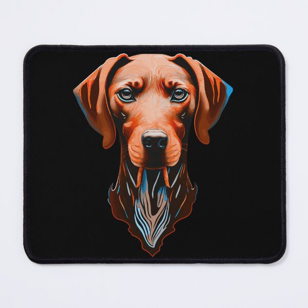 Item preview, Hungarian Vizsla head orange / blue art Intense Visla gaze designed and sold by Rachel Pile.