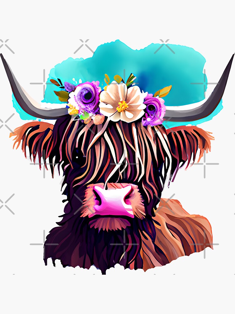 Pink Highland Cow - The Crown Prints
