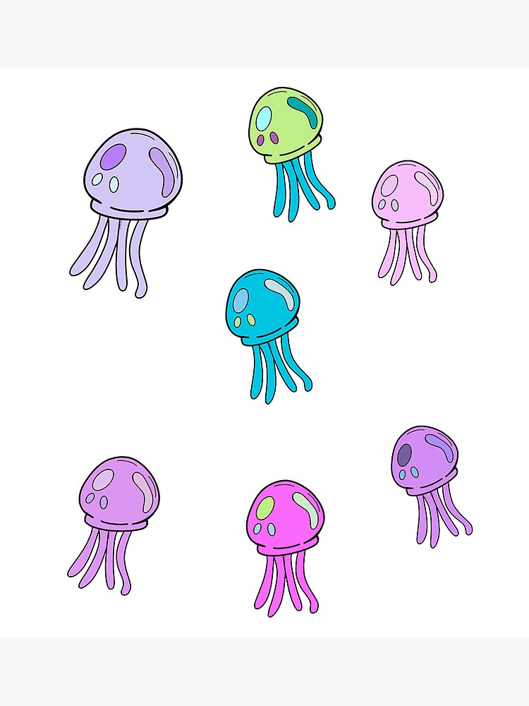 Pack of Kawaii jellyfish from SpongeBob SquarePants  Canvas Print for Sale  by merksucks