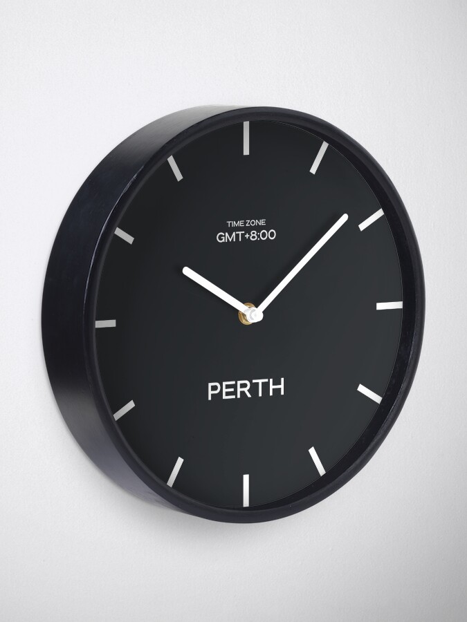 Perth GMT Time Zone World Wall Clock-Phantom Black