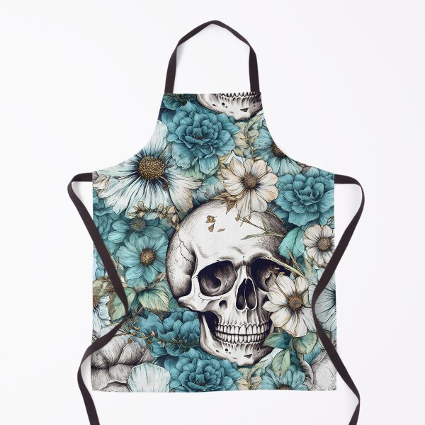 Item preview, Grunge Skull Pattern - Blue Flowers and Skull designed and sold by FuschDesigns.