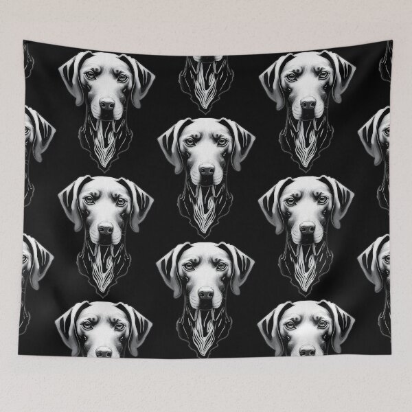 Item preview, Black & White Hungarian Vizsla head art Intense Visla gaze designed and sold by Rachel Pile.