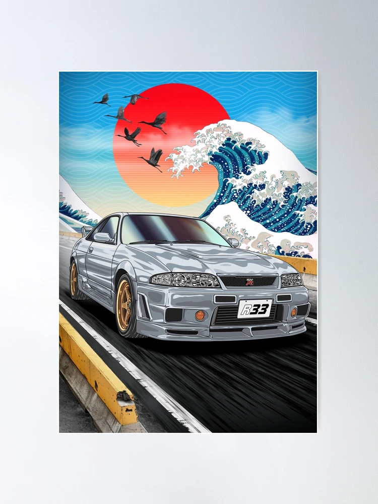 The Great Wave Off GTR R33 Poster for Sale by Navin Guyvit
