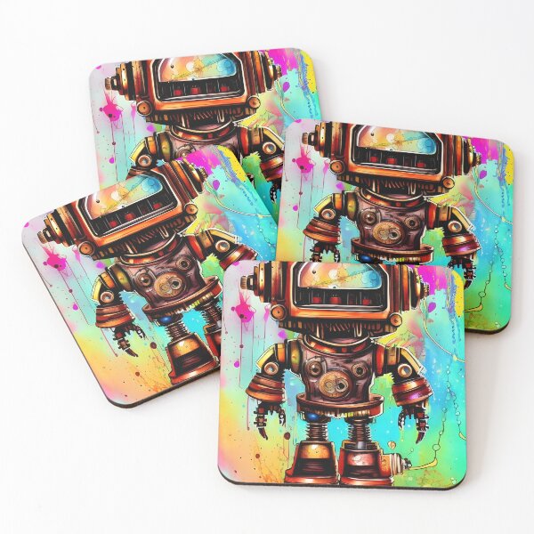 Item preview, Steampunk colorful adorable cute robot designed and sold by REALDesign-Shop.