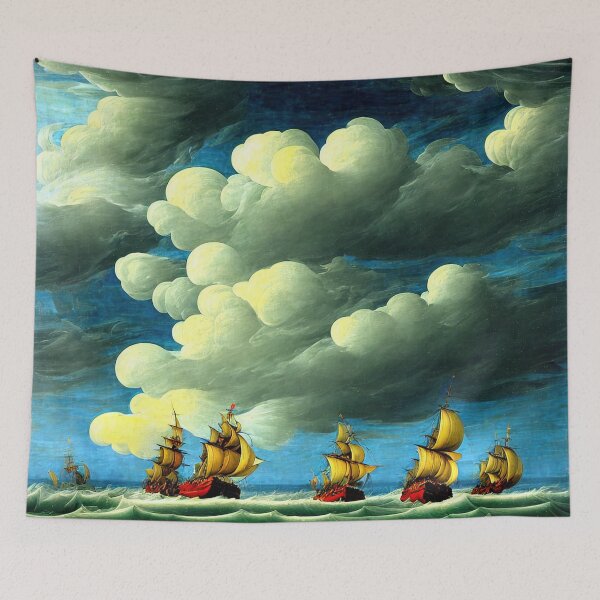Item preview, Sailing Boats in A Rough Sea - Seascape Theme Throw Pillow designed and sold by Sowari-Pillows.