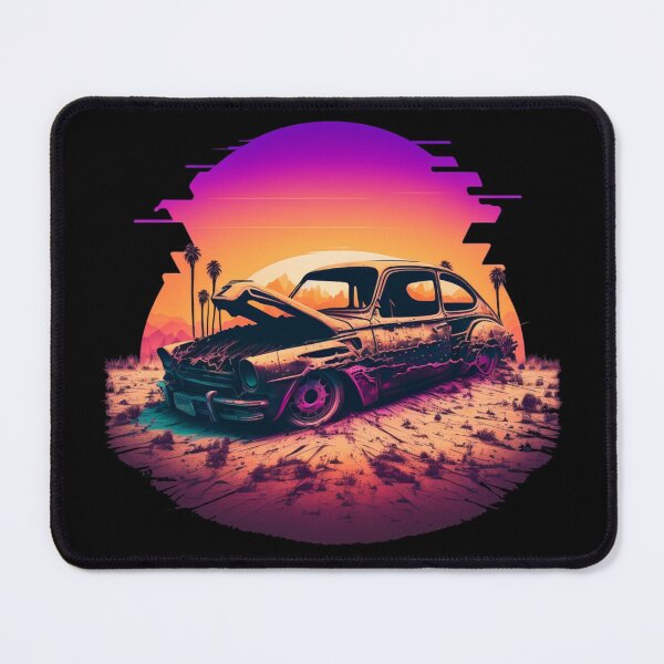 Item preview, Abandoned Car in Synthwave Cyberpunk Desert designed and sold by RRebellion.