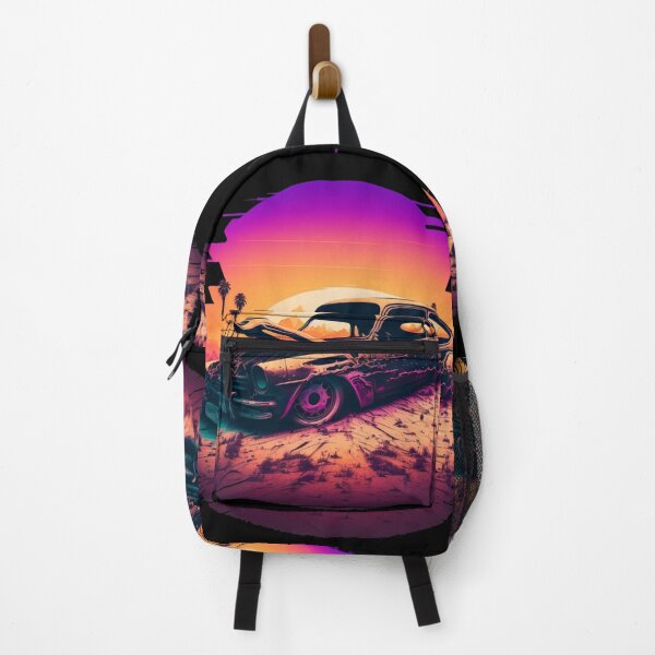 Item preview, Abandoned Car in Synthwave Cyberpunk Desert designed and sold by RRebellion.