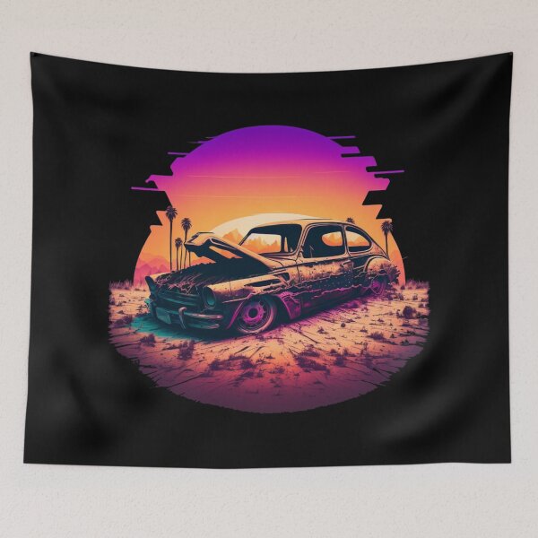 Item preview, Abandoned Car in Synthwave Cyberpunk Desert designed and sold by RRebellion.