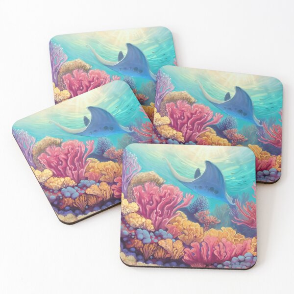 Item preview, Underwater scene : corals and manta ray designed and sold by SowasOmega.