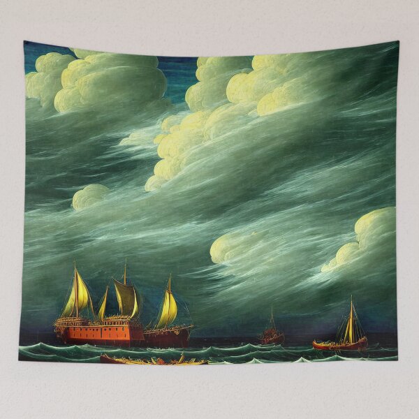 Item preview, Sailing Boats in A Rough Sea - Seascape Theme Throw Pillow designed and sold by Sowari-Pillows.