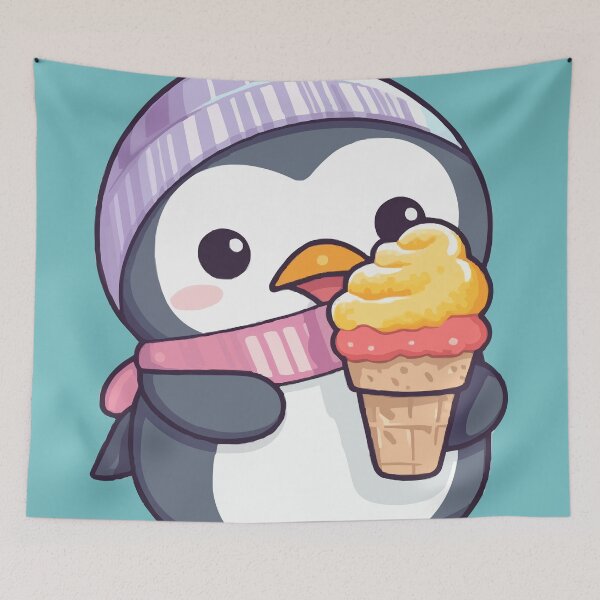 Item preview, Cute Baby Penguin Eating an Icecream designed and sold by TheLovelyPets.