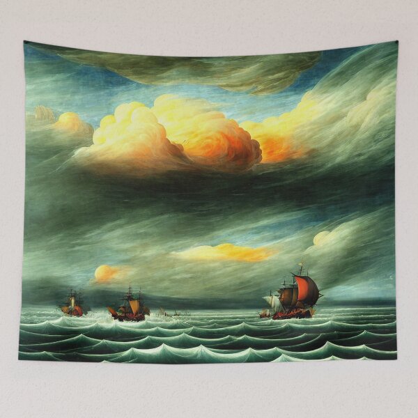Item preview, Sailing Boats in A Rough Sea - Seascape Theme Throw Pillow designed and sold by Sowari-Pillows.