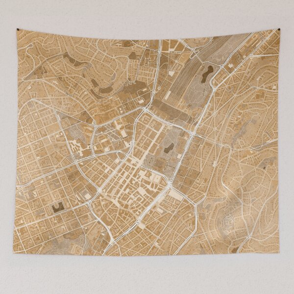 Item preview, Map of Sttutgart downtown (Germany) in sepia vintage style designed and sold by blursbyai.