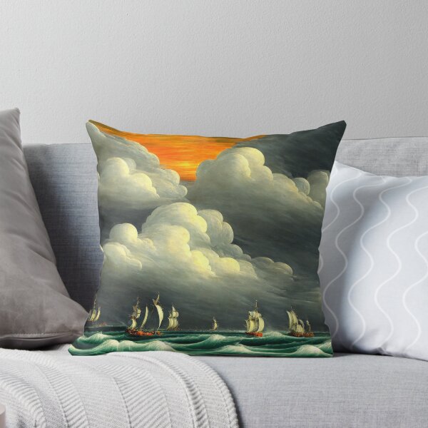 Item preview, Sailing Boats in A Rough Sea - Seascape Theme Throw Pillow designed and sold by Sowari-Pillows.