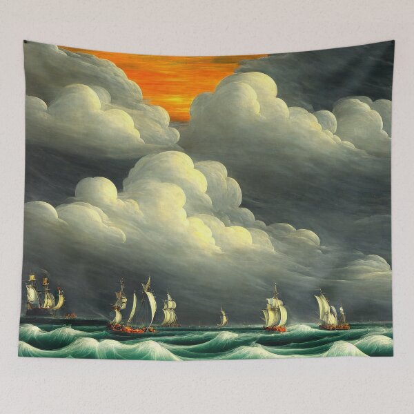 Item preview, Sailing Boats in A Rough Sea - Seascape Theme Throw Pillow designed and sold by Sowari-Pillows.