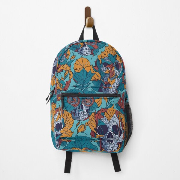Item preview, Art Deco Style Skull and Leaves Pattern designed and sold by candlewithhare.
