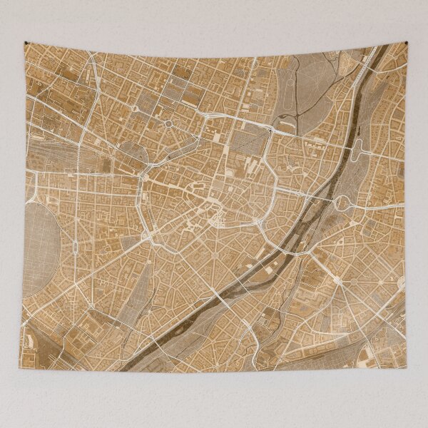 Item preview, Map of Munich downtown (Germany) in sepia vintage style designed and sold by blursbyai.