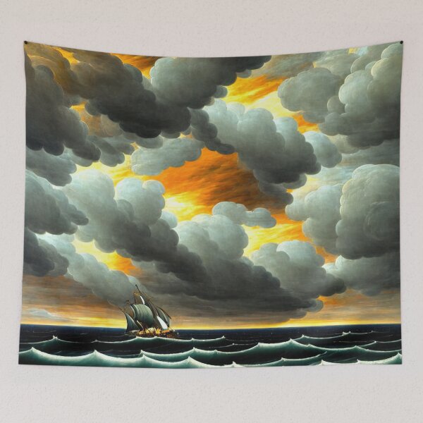 Item preview, Sailing Boats in A Rough Sea - Seascape Theme Throw Pillow designed and sold by Sowari-Pillows.