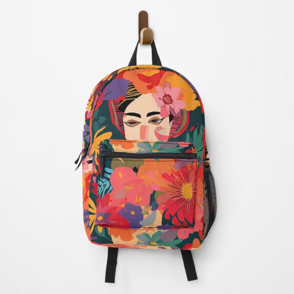 Item preview, Flower patterns with happy bright colors and a woman's beautiful face designed and sold by HandEmporium.