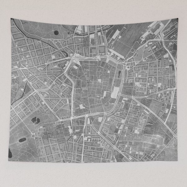 Item preview, Map of Leipzig downtown (Germany) in gray vintage style designed and sold by blursbyai.