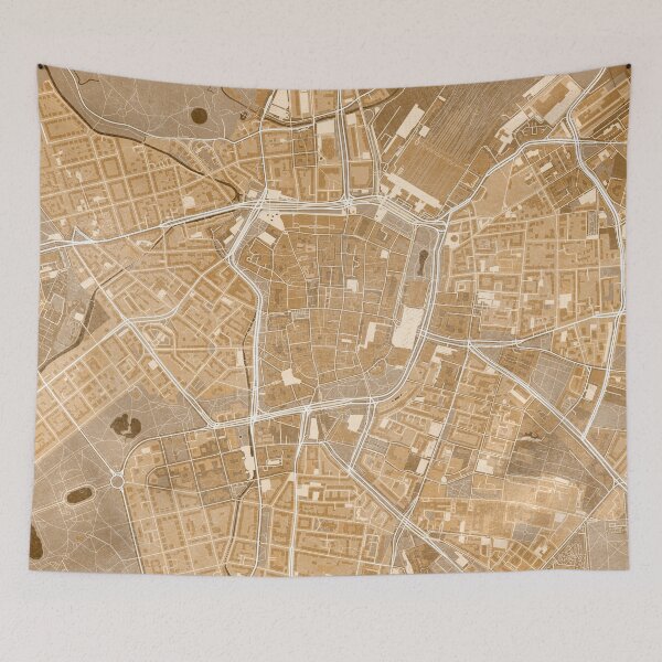 Item preview, Map of Leipzig (Germany) in sepia vintage style designed and sold by blursbyai.