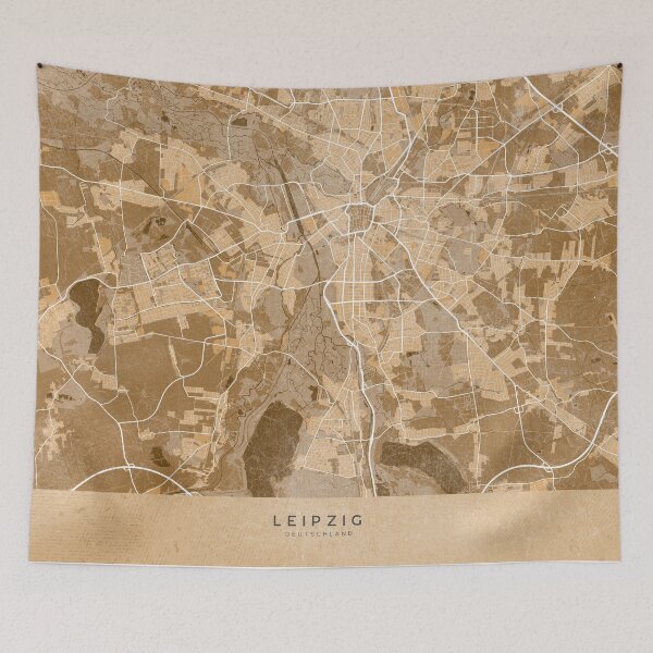 Item preview, Map of Leipzig (Germany) in sepia vintage style designed and sold by blursbyai.