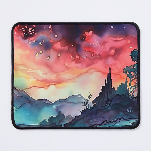 Item preview, Dreamlike town at night with the moon in the sky illustration designed and sold by ZvekiVintage.