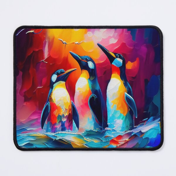 Artikelvorschau, Penguins Vibrant Abstract Art | Palette Knife Oil Digital Painting entworfen und verkauft von VividViews.