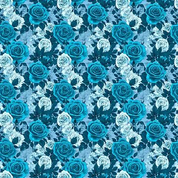 Artwork thumbnail, Blue and White Roses Pattern by CinEmmaDesign