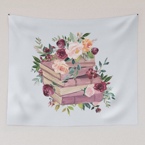 Item preview, Purple Books and Magenta Rose Flowers  designed and sold by Nature Hues.