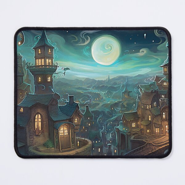 Item preview, Steampunk city at night with the stars and the moon in the sky illustration designed and sold by ZvekiVintage.