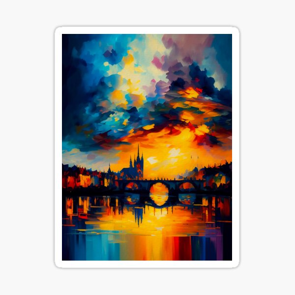 Item preview, Prague Landscape | Palette Knife Oil Digital Painting designed and sold by VividViews.