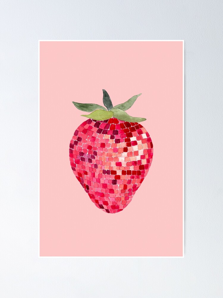 Thumbnail 1 of 3, Poster, Disco Ball Strawberry designed and sold by papierquarell.