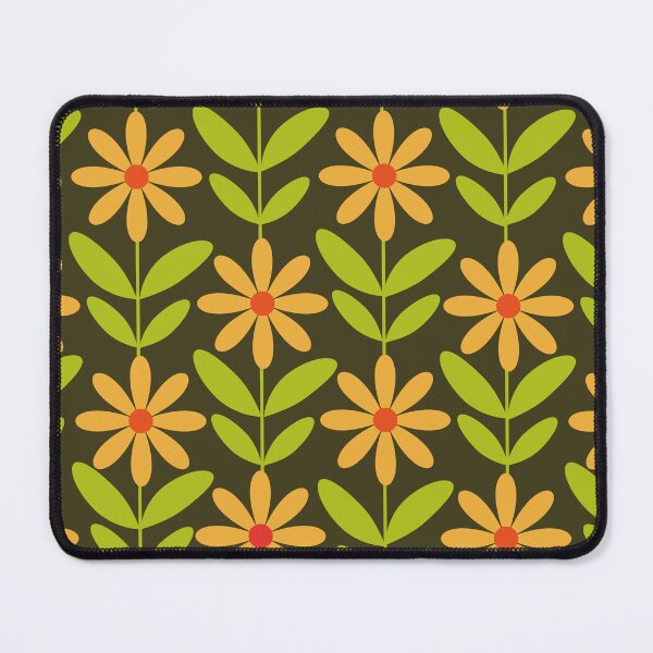 Item preview, Orange Mod Flowers Pattern with Lime Green Leaves designed and sold by Yasminepatterns .