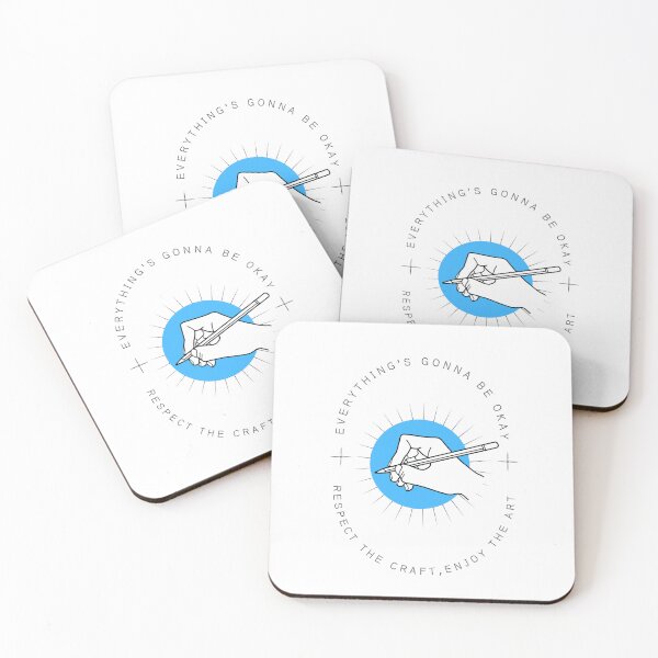 Item preview, "Everything's gonna be okay,respect the craft,enjoy the art" Blue Minimalist Quote Illustration  designed and sold by masehelaarts.