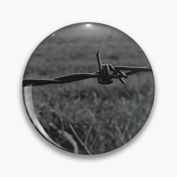 Item preview, Barbed Wire Fence - Black and white photograph in oval design. designed and sold by Mitch616Art.