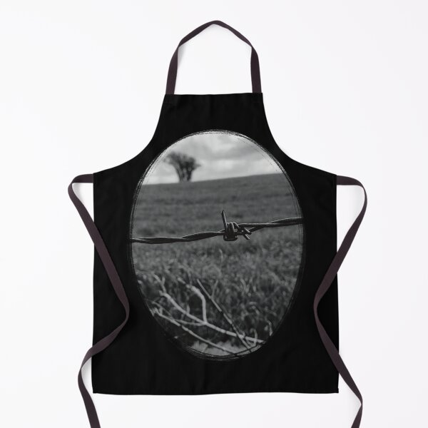 Item preview, Barbed Wire Fence - Black and white photograph in oval design. designed and sold by Mitch616Art.