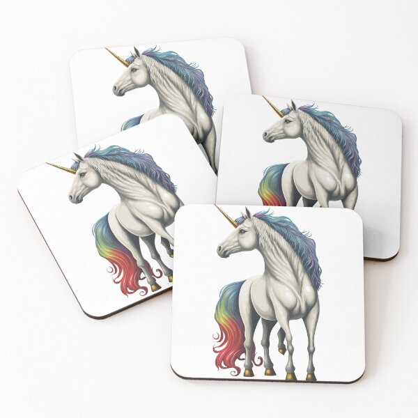 Item preview, White, blue, purple, yellow and red unicorn designed and sold by TylerBurst.