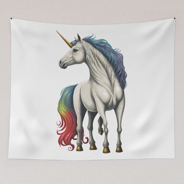 Item preview, White, blue, purple, yellow and red unicorn designed and sold by TylerBurst.