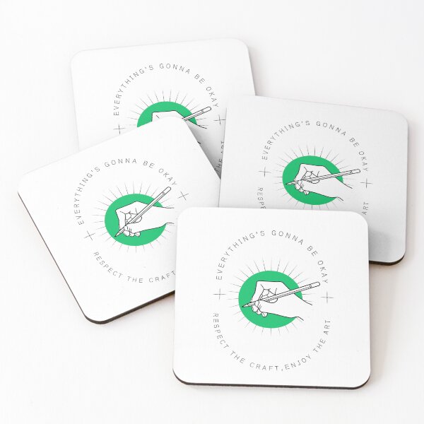 Item preview, "Everything's gonna be okay,respect the craft,enjoy the art" Green Minimalist Quote Illustration  designed and sold by masehelaarts.