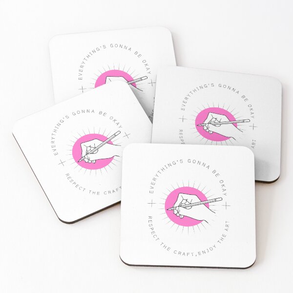 Item preview,  "Everything's gonna be okay,respect the craft,enjoy the art" Pink Minimalist Quote Illustration  designed and sold by masehelaarts.