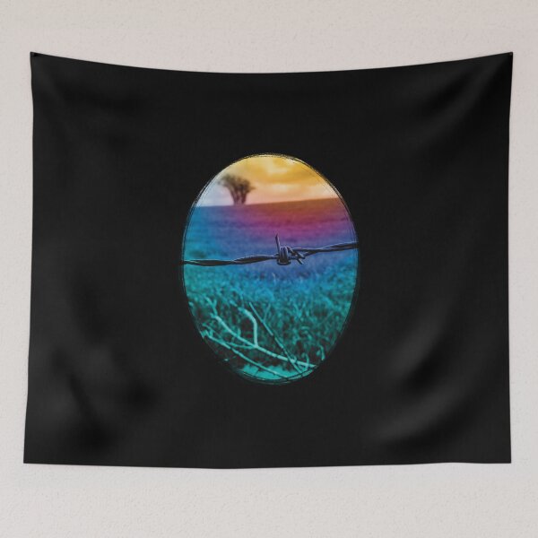 Item preview, Barbed Wire Fence - Coloured overlay photograph in oval design. designed and sold by Mitch616Art.