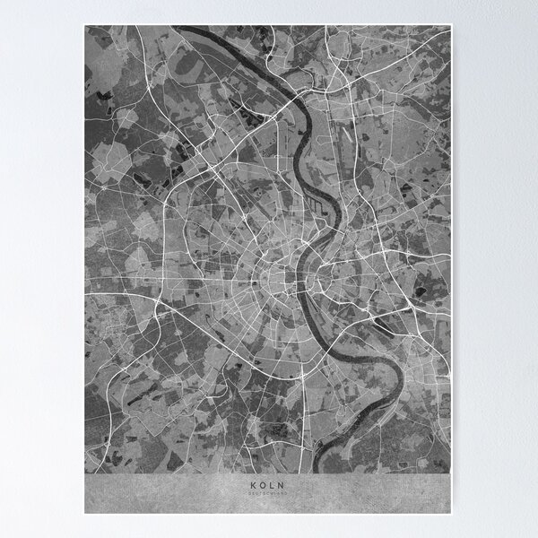 Item preview, Map of Köln (Germany) in gray vintage style designed and sold by blursbyai.