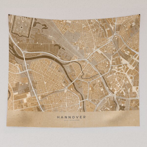 Item preview, Map of Hannover downtown (Germany) in sepia vintage style designed and sold by blursbyai.